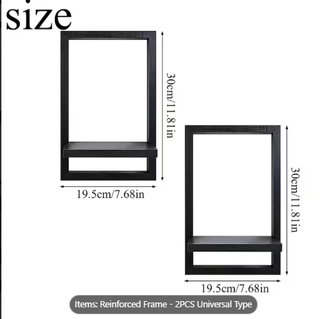 2 Pcs Black Floating Wall Shelves Set
