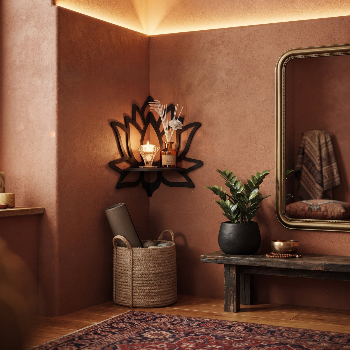 Wooden Lotus Candle Holder Wall Rack