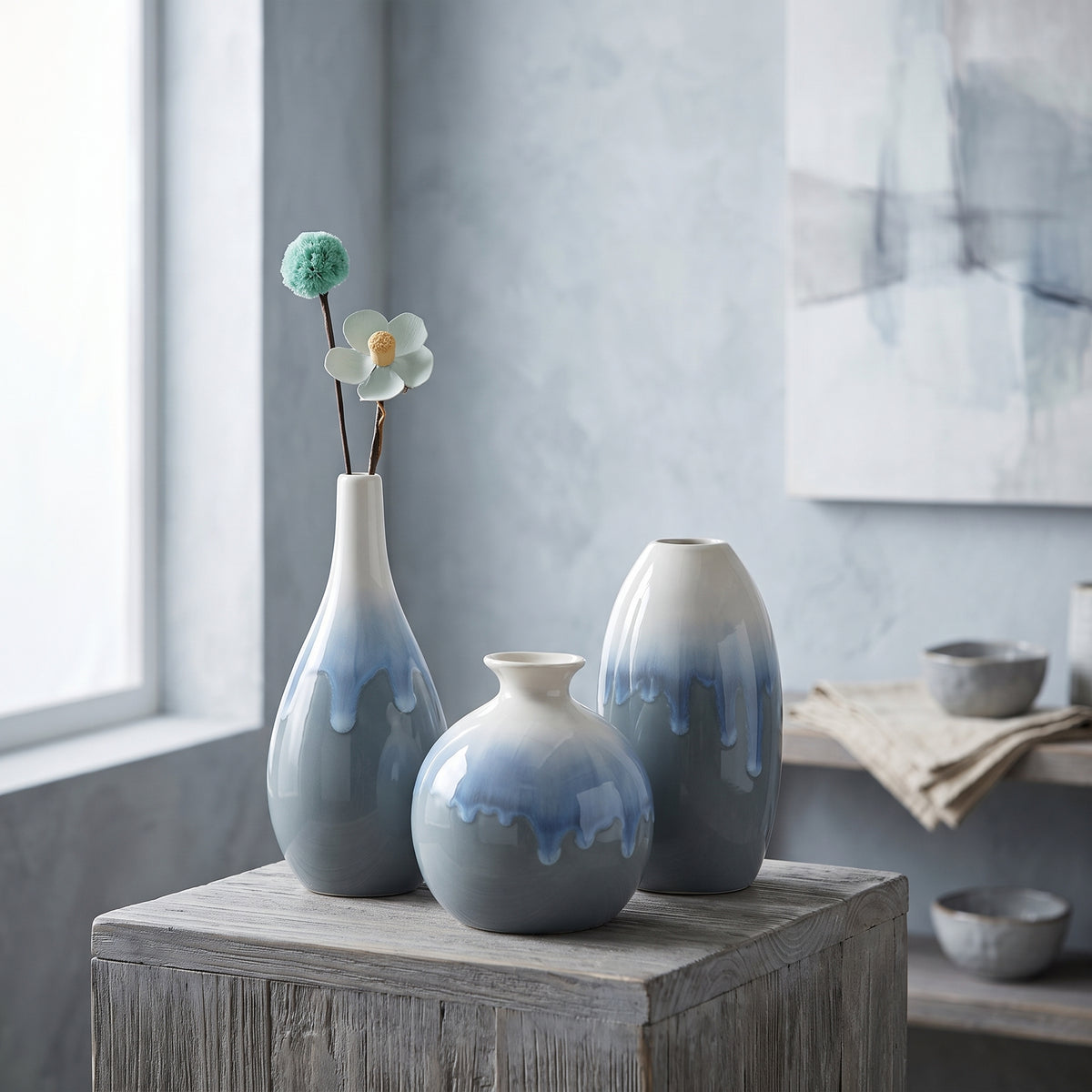 3 Pcs Modern Boho Ceramic Vase Set
