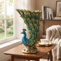 Luxury Blue-Green Peacock Vase Resin Ornament