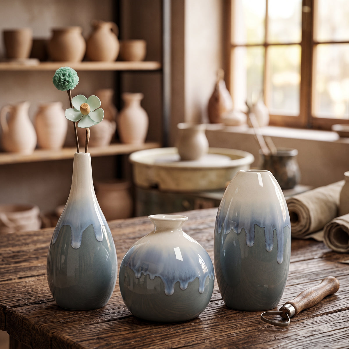 3 Pcs Modern Boho Ceramic Vase Set