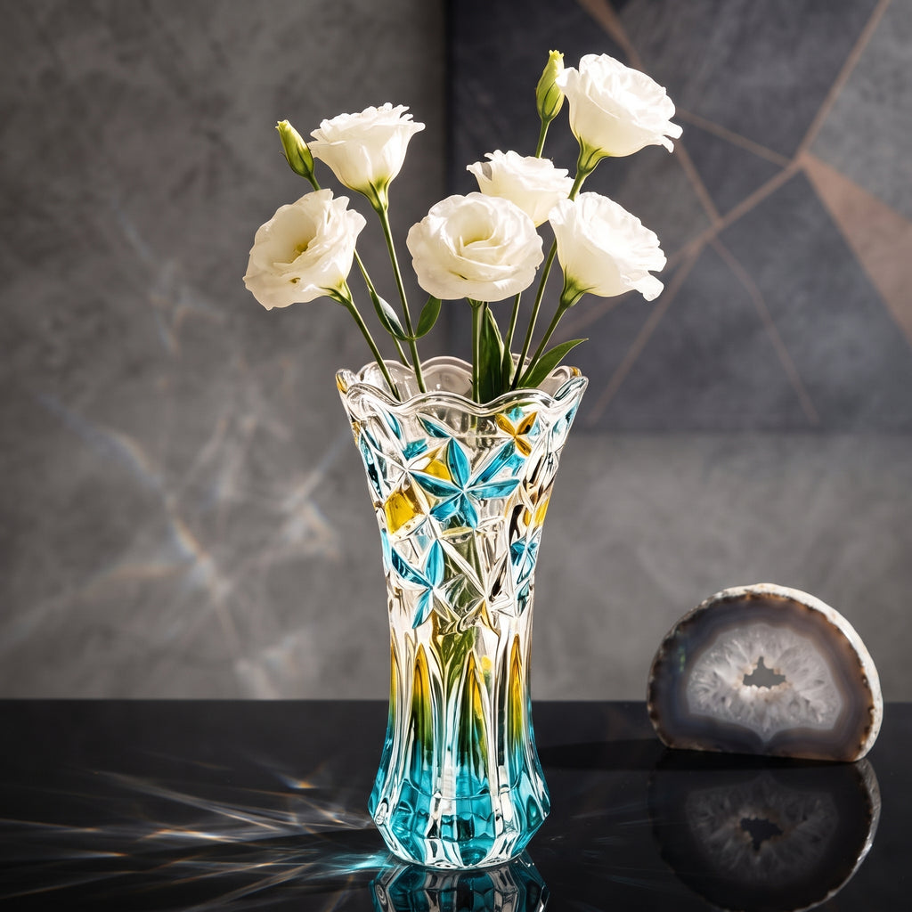 Luxury Crystal Glass Flower Vase with Bell