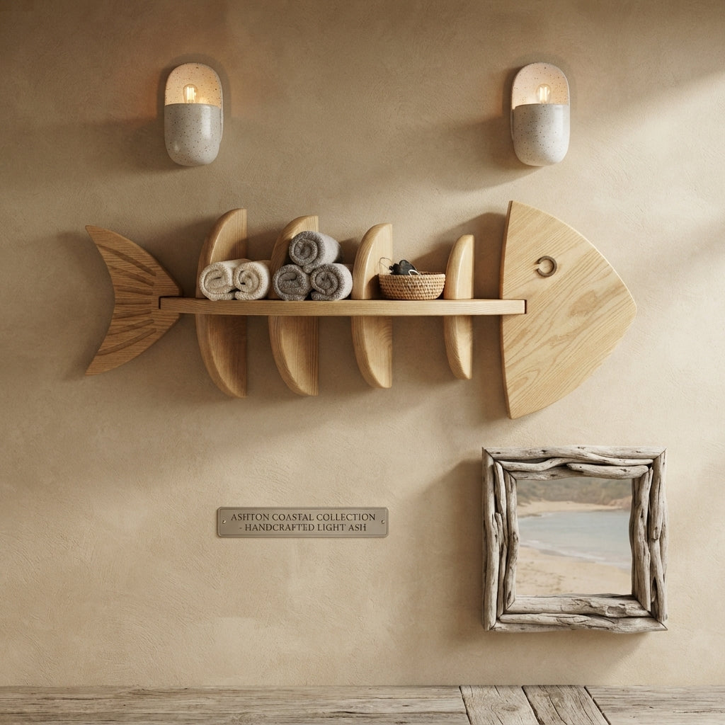 Wooden Fishbone Wall Hanging Storage