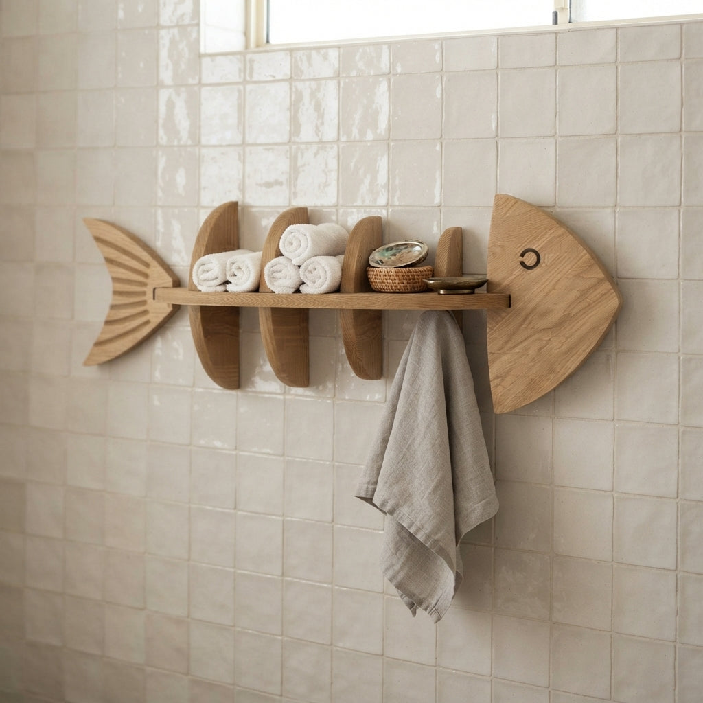 Wooden Fishbone Wall Hanging Storage