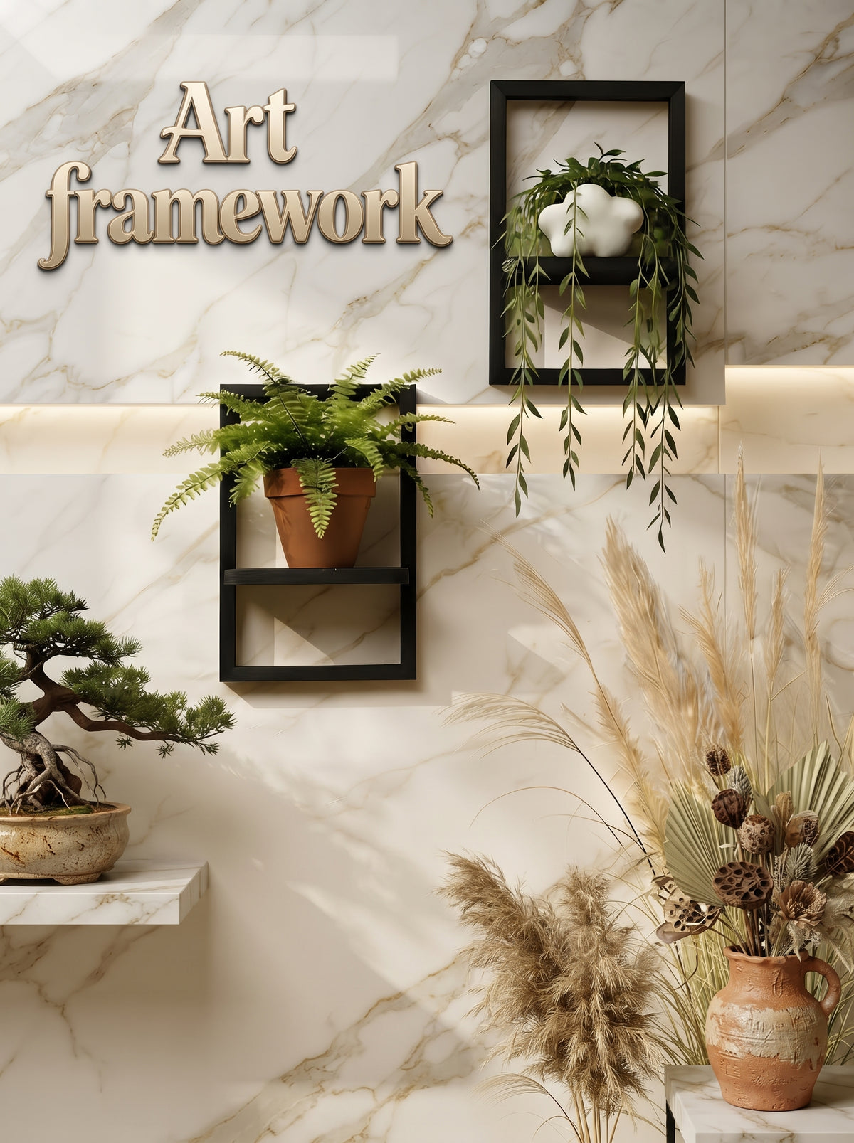 2 Pcs Black Floating Wall Shelves Set
