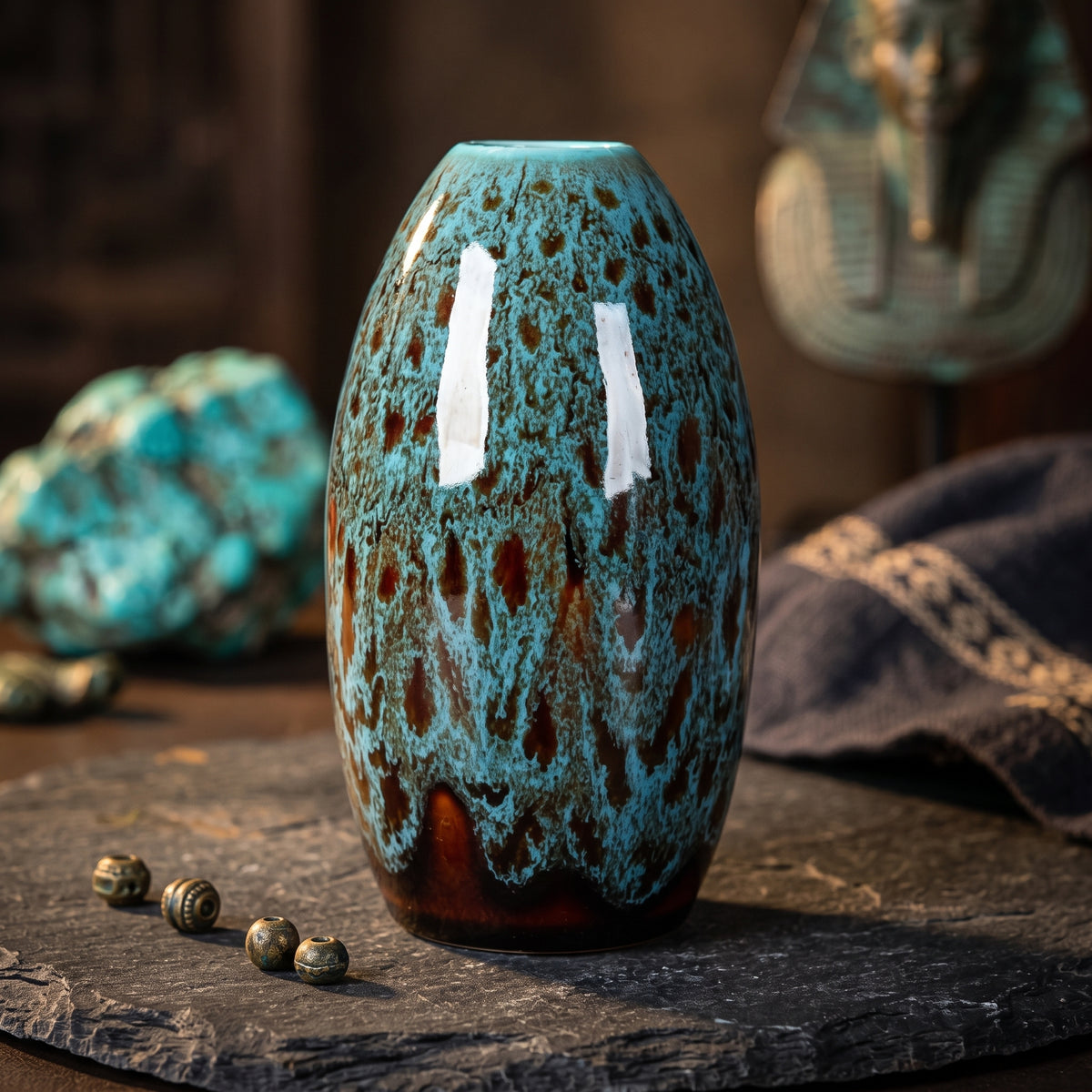 Bohemian Style Blue Ceramic Vases
