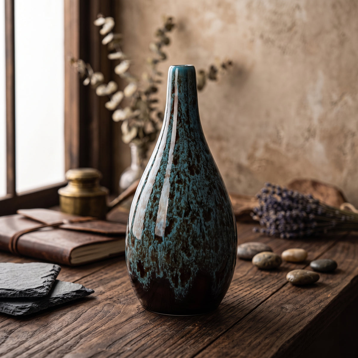 Bohemian Style Blue Ceramic Vases