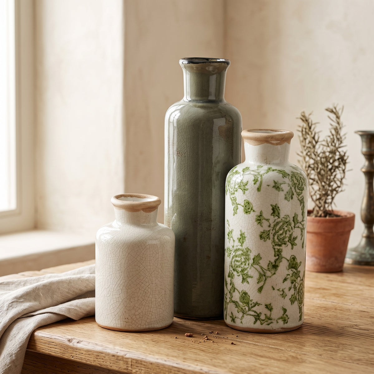 3 pcs Nordic Style Ceramic Vase Set