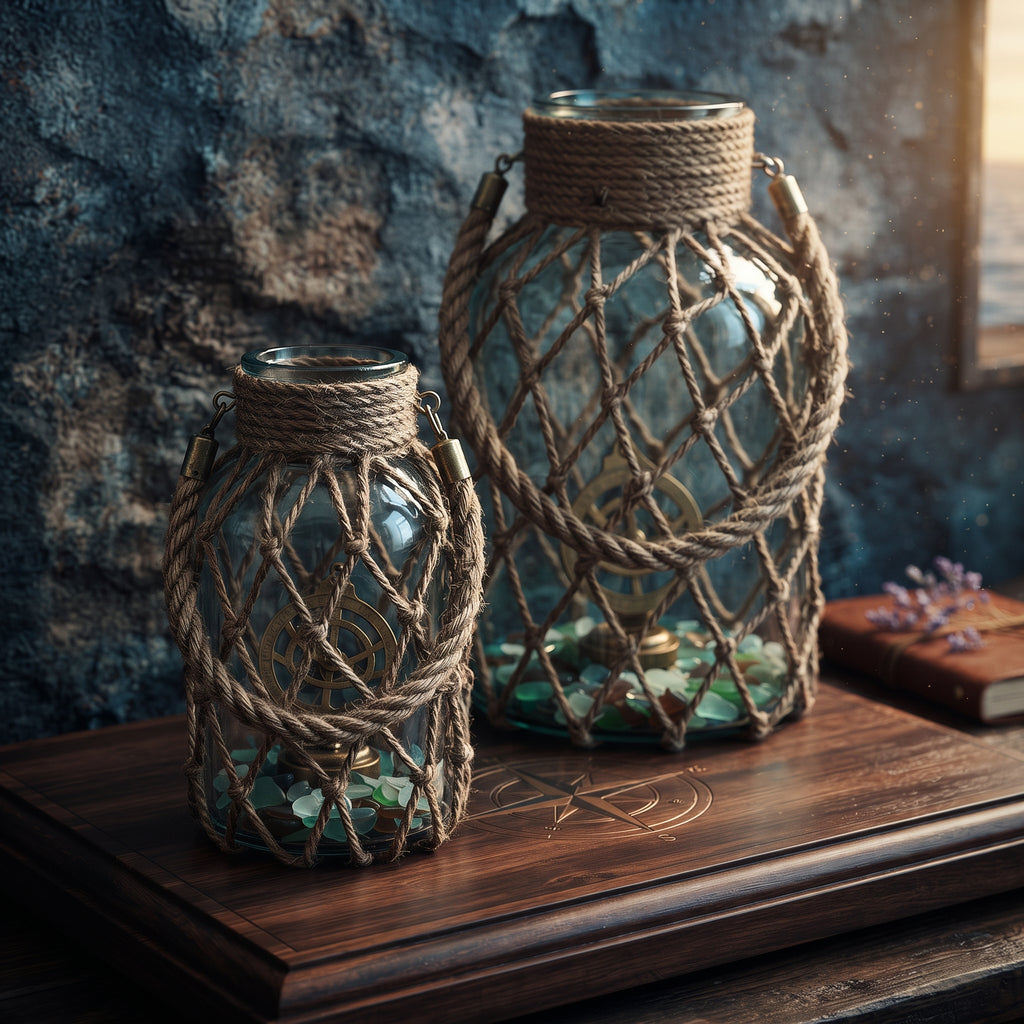 Handwoven Transparent Glass Vase Mesh Net