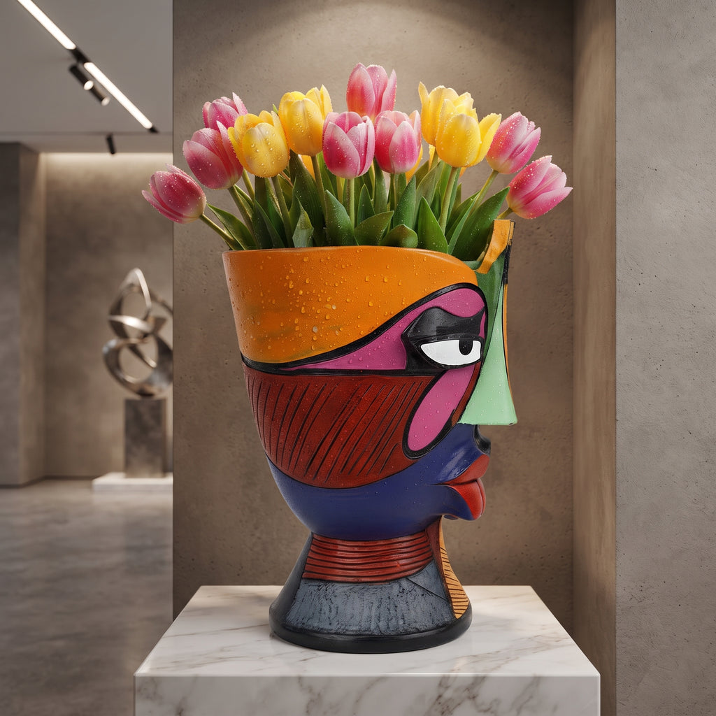 fashionable Cool Face Art Flowerpot Unique Style