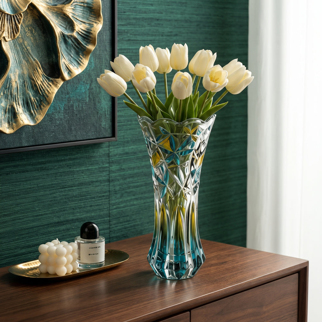 Luxury Crystal Glass Flower Vase with Bell