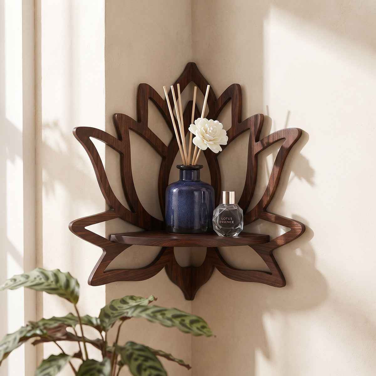 Wooden Lotus Candle Holder Wall Rack