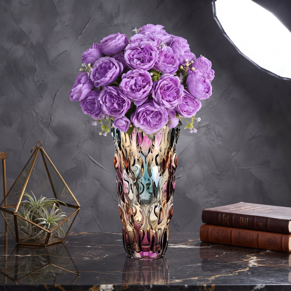 Elegant Modern Glass Vase Swirling Design