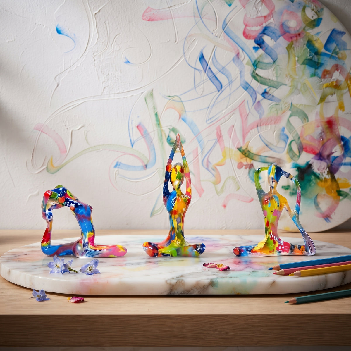 printing abstract colorful yoga Sculpture