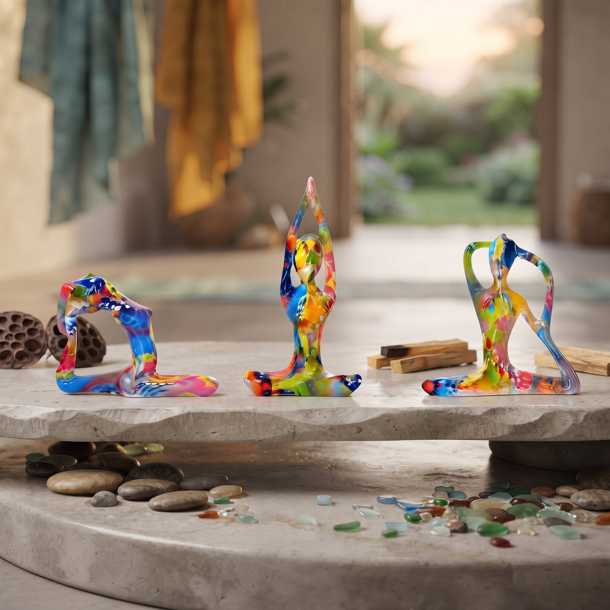 printing abstract colorful yoga Sculpture