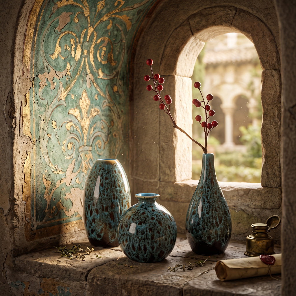 Bohemian Style Blue Ceramic Vases