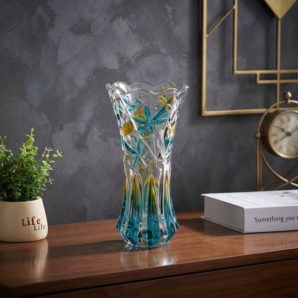 Luxury Crystal Glass Flower Vase with Bell