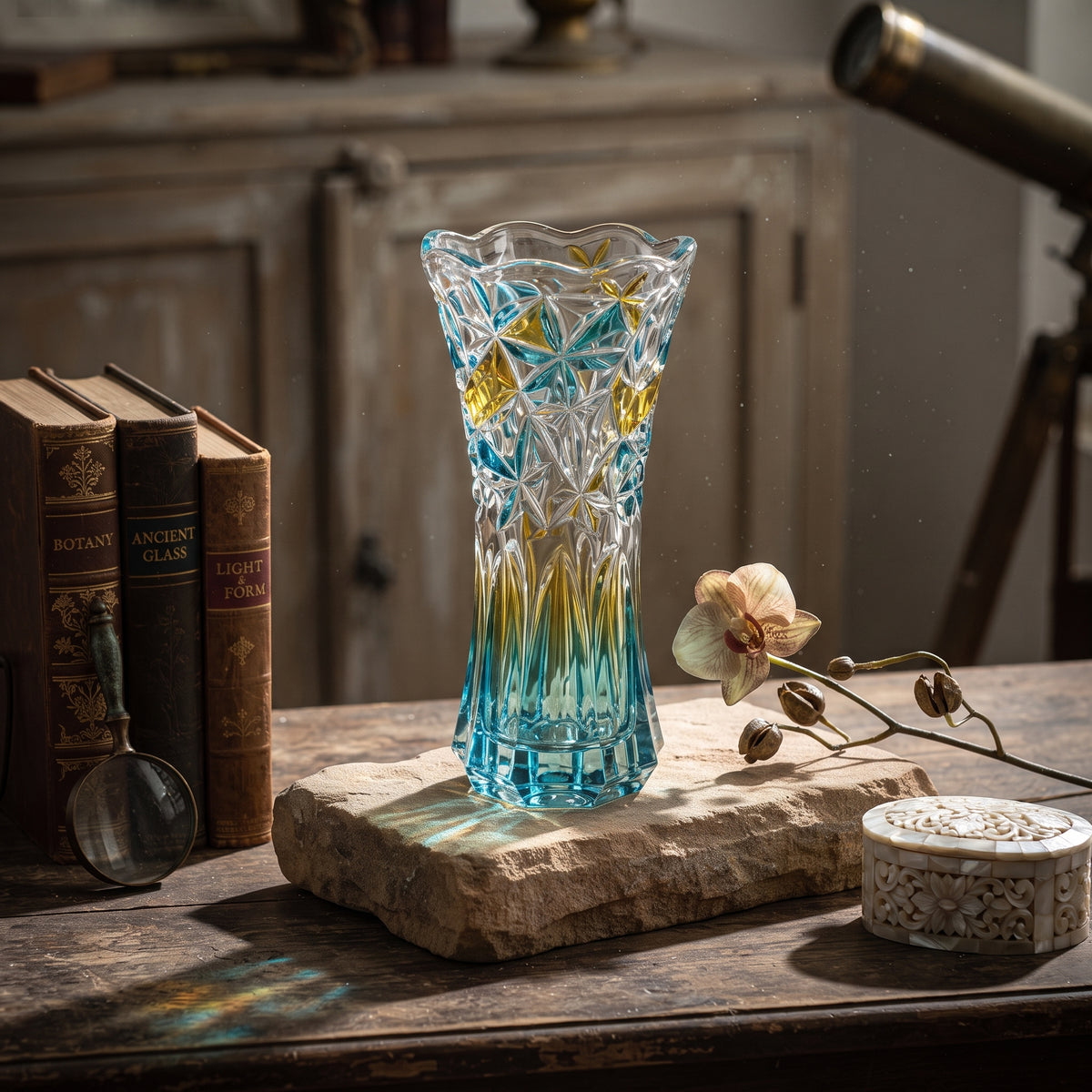 Luxury Crystal Glass Flower Vase with Bell