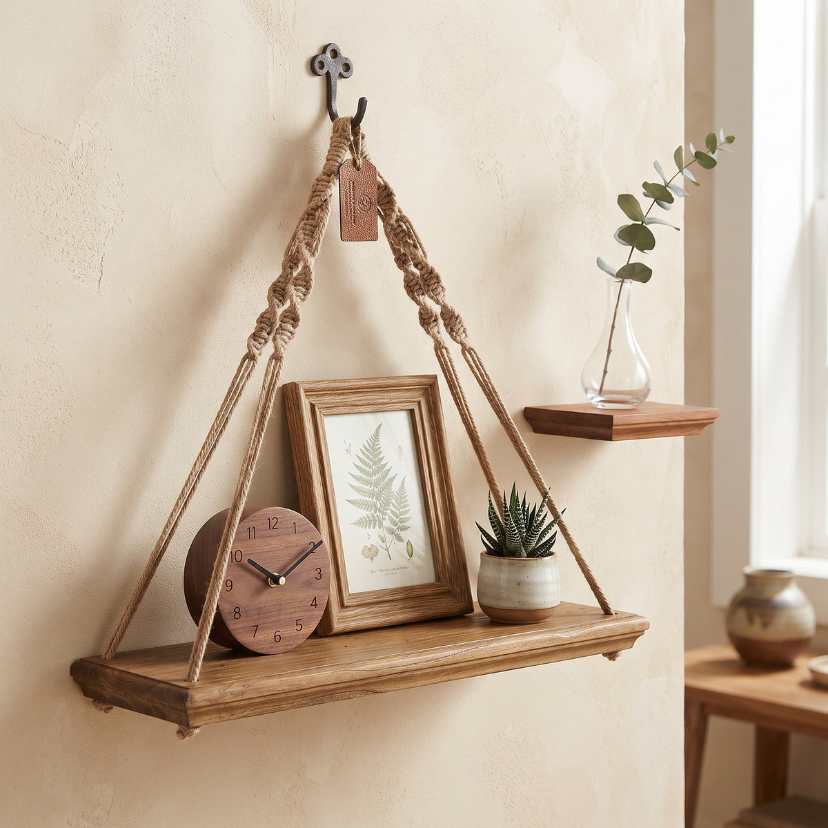 Wood Hanging Shelves Plant Flower Pot Tray